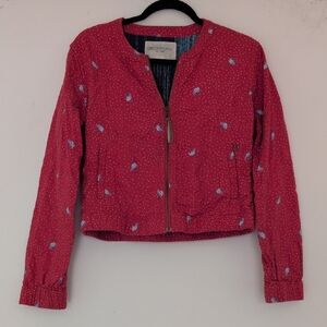 Anthropologie Red and Blue Bomber Jacket